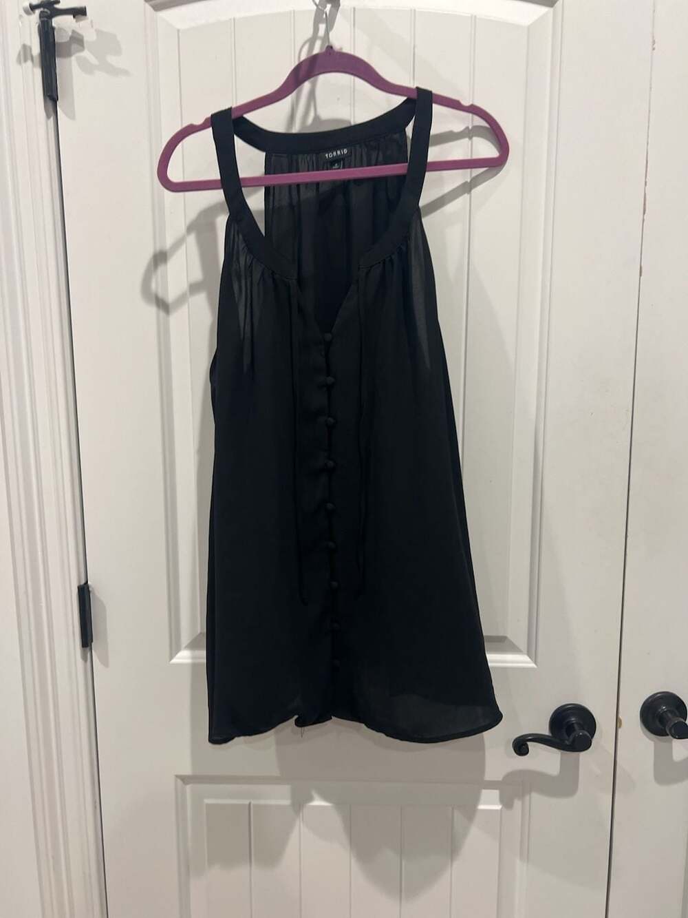 Torrid Black Georgette Button-Front Sleeveless Tank Top